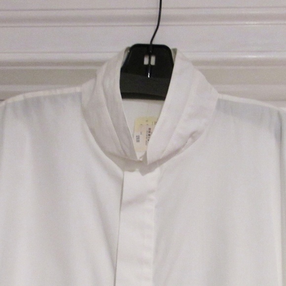 NWT eskandar White cotton button front Wide Long Classic SHIRT sz 2 - Picture 2 of 6